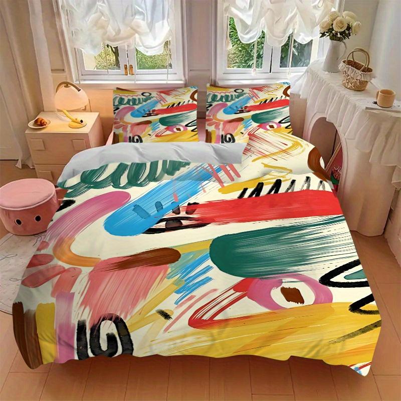3pcs Abstract Art Print Bedding Set, Breathable and Soft, Suitable for All Seasons, Ideal for Home Use, Suitable for Bedroom Decor 21135