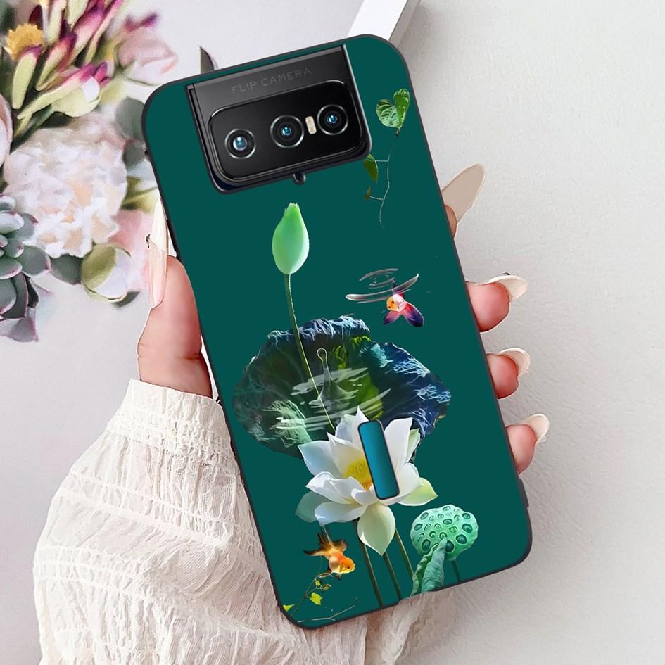 For Asus Zenfone 7 ZS670KS Case I002D Popular Flower Soft Black Silicone Phone Cover For Zenfone 7 Pro ZS671KS Funda I002DD Capa