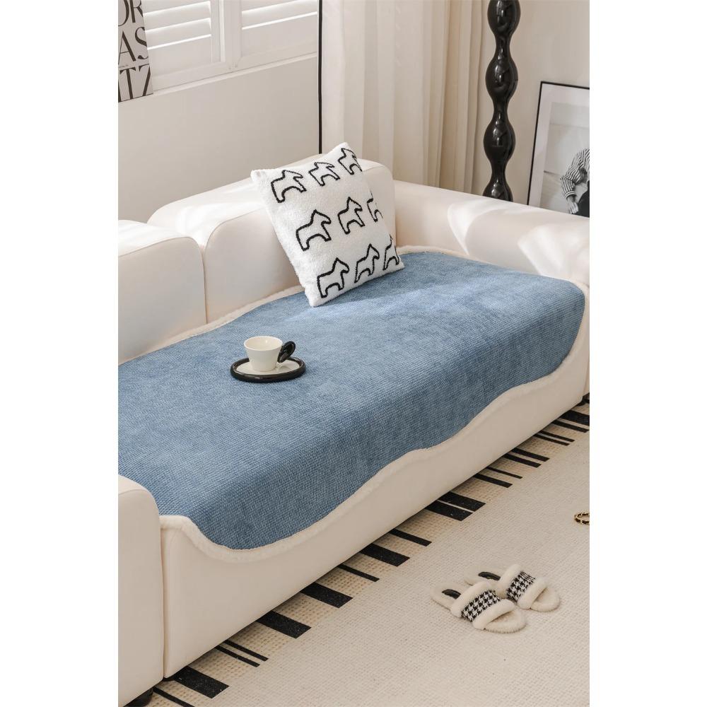 Vintage Unregelmäßigkeit Hahnentritt-Sofabezug Plüsch Sektionalcouch Rutschfester Sofabezug Einfaches einfarbiges Sitzkissen Frühling