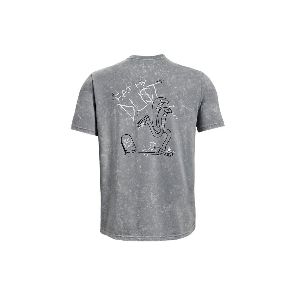 Under Armour Letter Cartoon Pattern Sports Crew Neck Short Sleeve T-Shirt Men Tops Gray 1361482-035