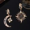 Embedded Sun Moon Earrings Versatile Stud Earring Aesthetics Ear Jewelry  Mom