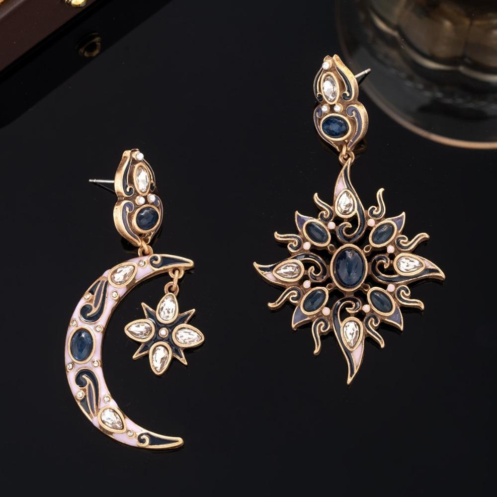 Embedded Sun Moon Earrings Versatile Stud Earring Aesthetics Ear Jewelry  Mom