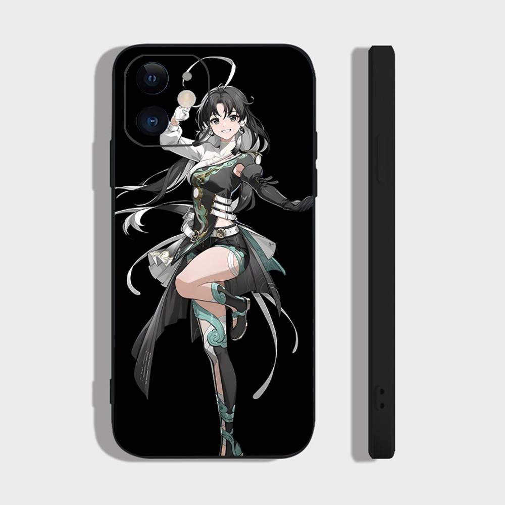Jianxin Anime Game W-Wuthering Waves Phone Case For IPhone 17 Air 16 15 14 13 Pro Max 11 12 Black Silicone Cover