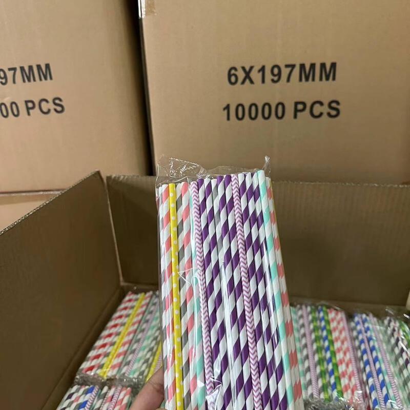 Huang Yuan Mixed Color Disposable Paper Drinking Straws