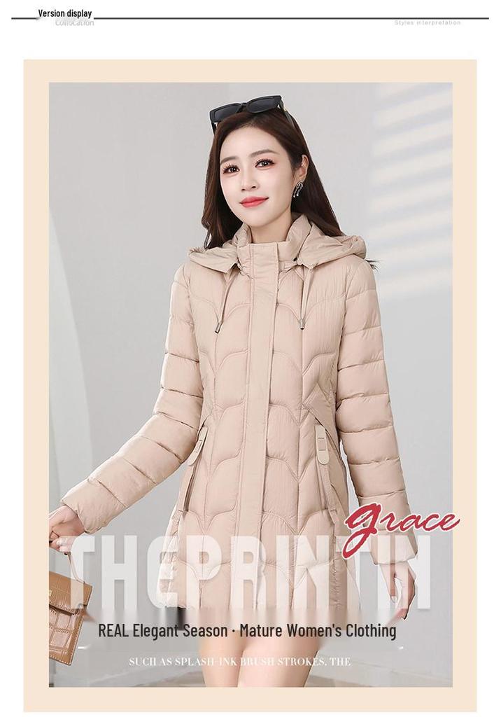 Women's Slimming Mid-Length Hooded Winter Cotton Jacket, 2025 Korean Style, Versatile, Thick, Warm, and Flattering.
