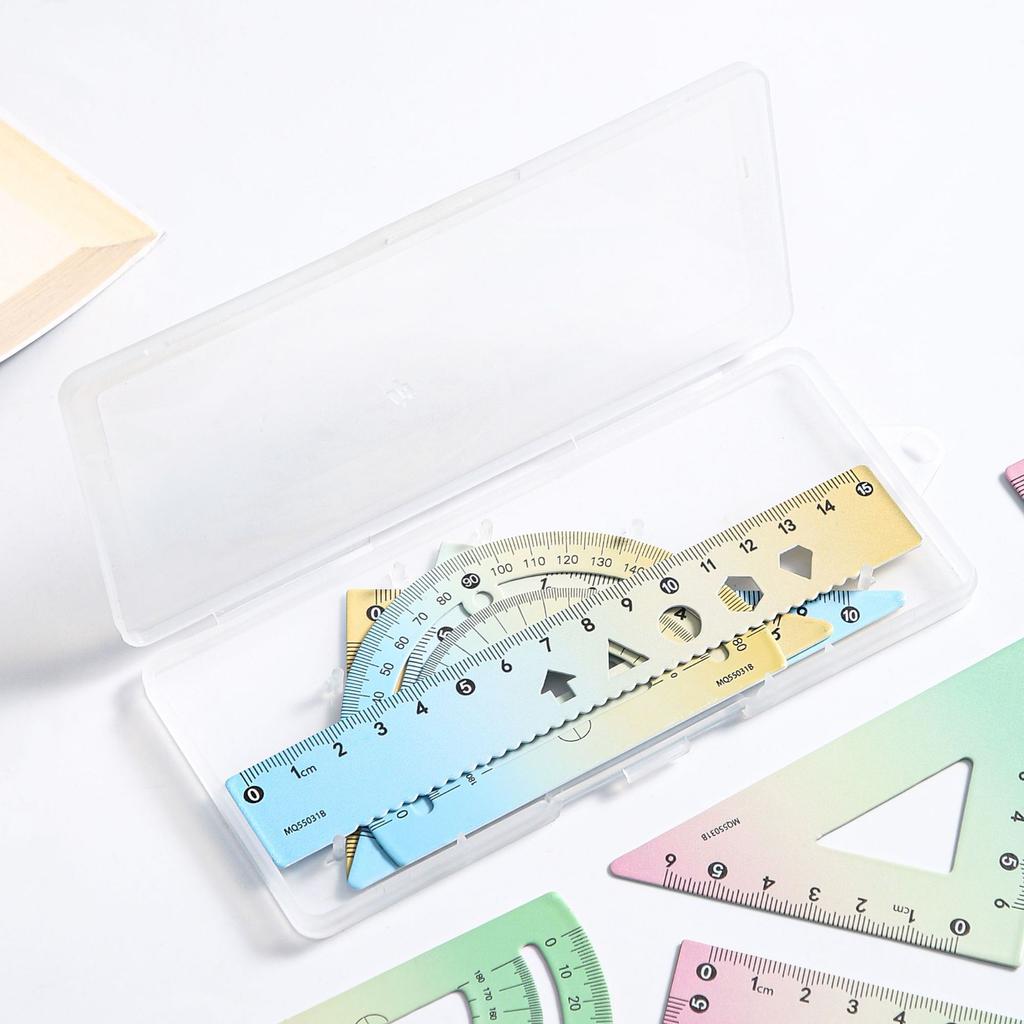 4pcs Metal Iron Ruler Set for Oil Painting 15cm Straight Triangle Protractor Measuring Drafting Stationery