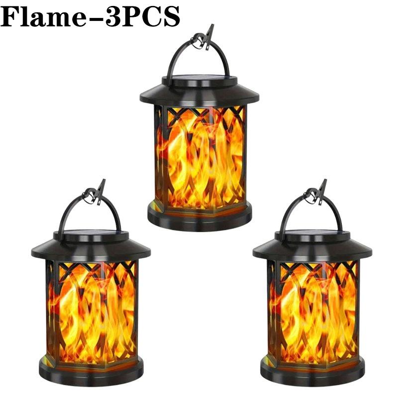 Solar Metal Flickering Flame LED LanternOutdoor Hanging Light HeavyDuty Solar Powered for Yard PatioChristmas Holiday Decoration