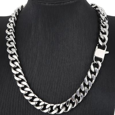 Hip-Hop Waterproof Mens Necklaces 14MM Wide Cuban Curb Link Chain Necklace Man In Polished 316L Stainless Steel Bikers Jewellery
