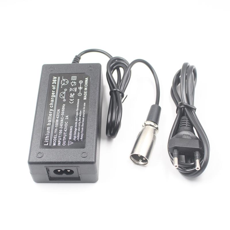 42V 2A 42V2A Charger For 36V 18650 Lithium Battery Pack With 3-Pin XLR Socket Connector EU US AU UK