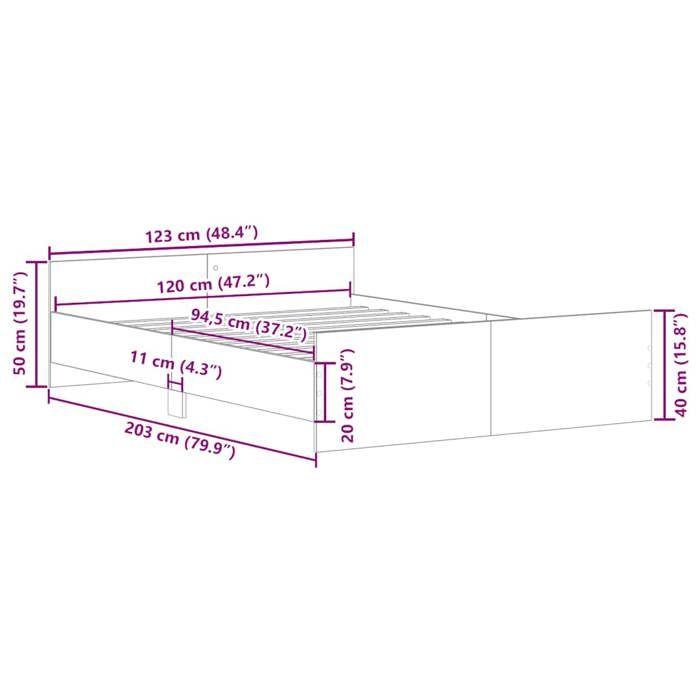 VidaXL Cadre de lit tête de lit et pied de lit chêne brun 120x200 cm 3203746