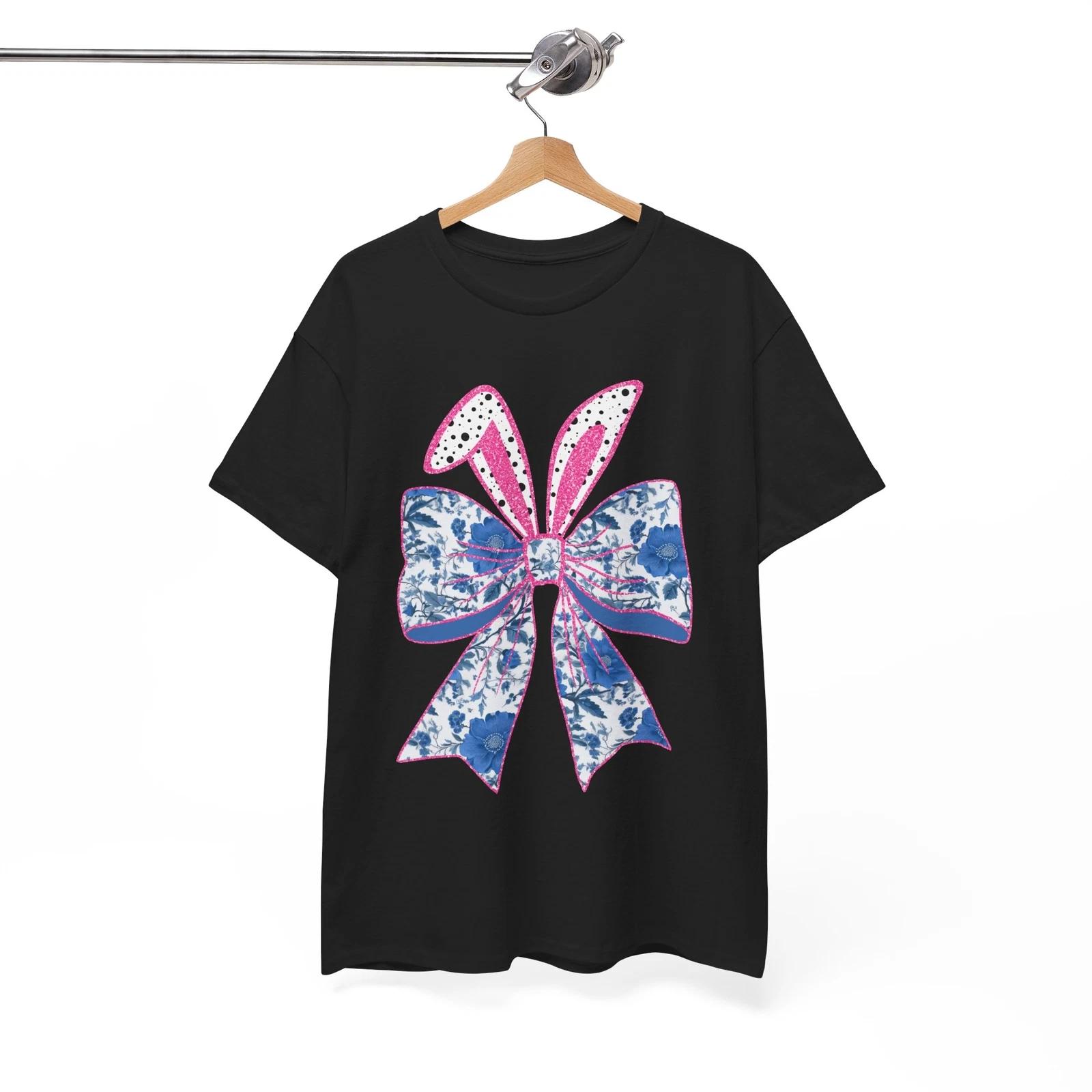 Easter Blue Floral Bow Floral T-Shirt - Unique Flower Tee for Creative Outfits 4XL