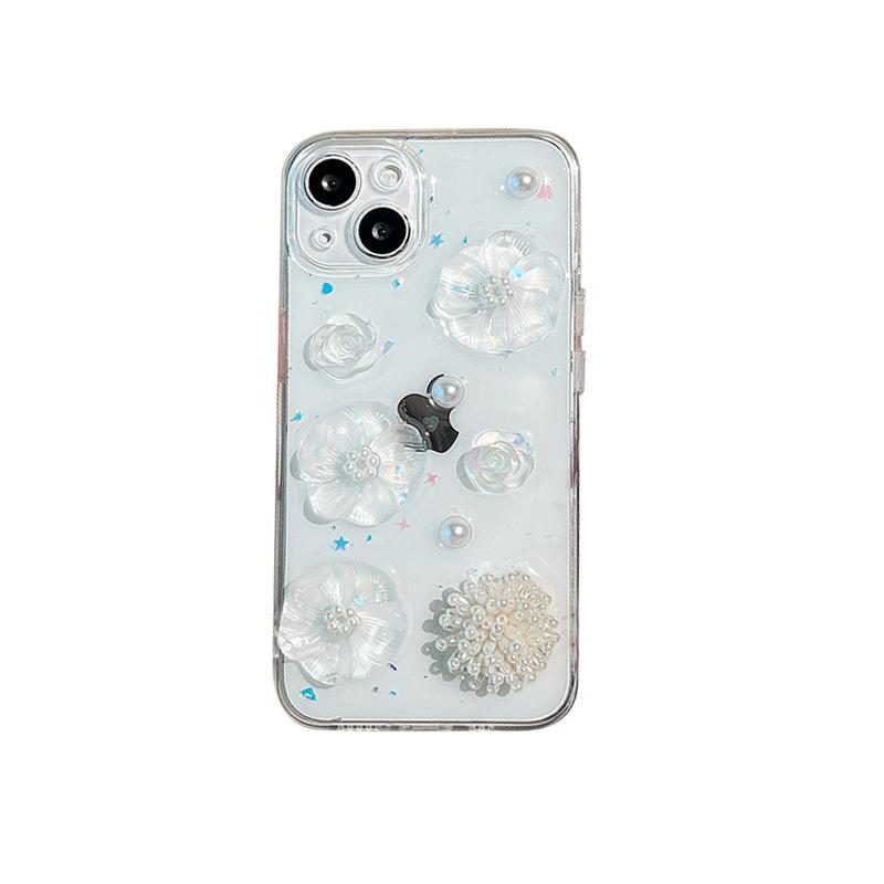 Applicable To Apple 17Promax Mobile Phone Case Transparent Iphone15 Rose 14 Pearl 13 Small Fresh Flower Xr