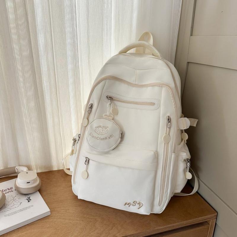 schoolbag schoolbag female solid color small fresh middle and high school students multi-compartment backpack campus college student backpack
