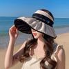 Big head circumference vinyl empty top hat women's summer straps versatile face small sunscreen hat UV protection sun hat