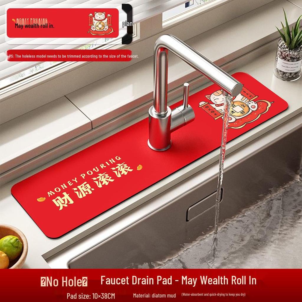 Housewarming Diatomaceous Earth Faucet Pad - Absorbent, Splash-Proof Kitchen & Washbasin Decoration