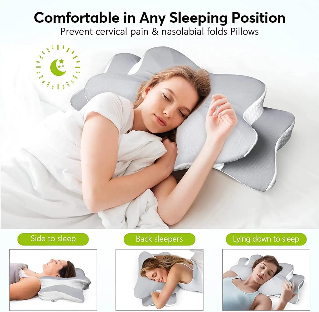 Orthopedic Memory Foam Cervical Pillow Ergonomic Orthopedic Neck Pain Pillow for Side Back Stomach Sleeper Remedial Pillows