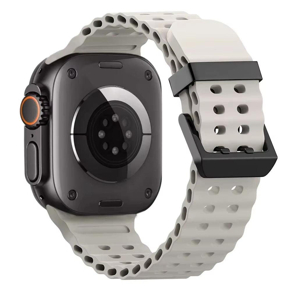 Silicone Band Bracelet for Apple Watch 10 42mm 46mm Ultra 2 1 49mm 9 8 7 45mm 44mm Sports Breathable Strap Iwatch 6 5 4 SE Bands