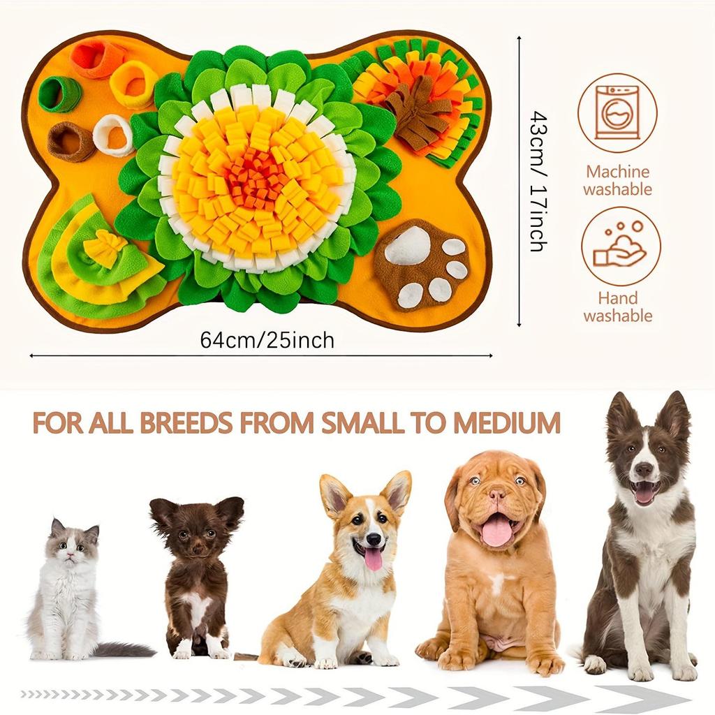 Washable Snuffle Mat for Dogs & Cats - Interactive Slow Feeder & Hide-and-Seek Toy