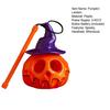 Felinar Portabil din Plastic în Formă de Dovleac Lumină de Halloween Dovleac Luminos cu Baterii Dovleac Luminat cu Pălărie de Vrăjitoare pentru Exterior Interior Casă Bântuită