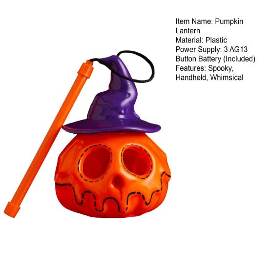 Felinar Portabil din Plastic în Formă de Dovleac Lumină de Halloween Dovleac Luminos cu Baterii Dovleac Luminat cu Pălărie de Vrăjitoare pentru Exterior Interior Casă Bântuită