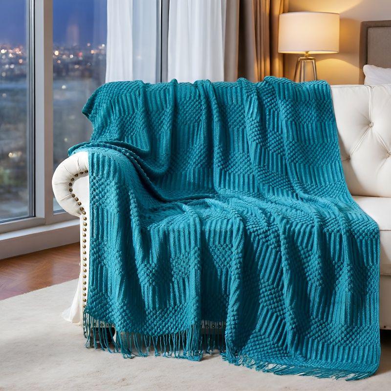 Nordische Woll-Sofa-Decke - Herbst/Winter Gemütlich Gestrickt für Klimaanlage, Weihnachten, Autonickerchen und Kissen