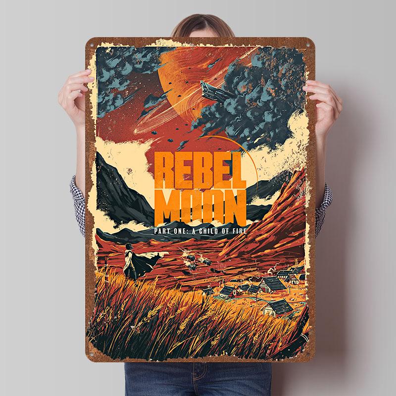 Rebel Moon Print Tinplate Posters Customizable Wall Art Retro Vintage Metal Tin Signs for Home and Decoration Gaming Desk Decor