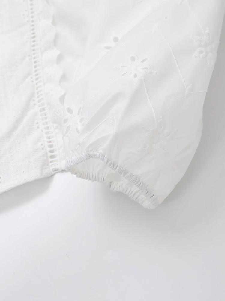 Spring 2025 European & American Style Women's Casual Hollow Embroidery Shirt