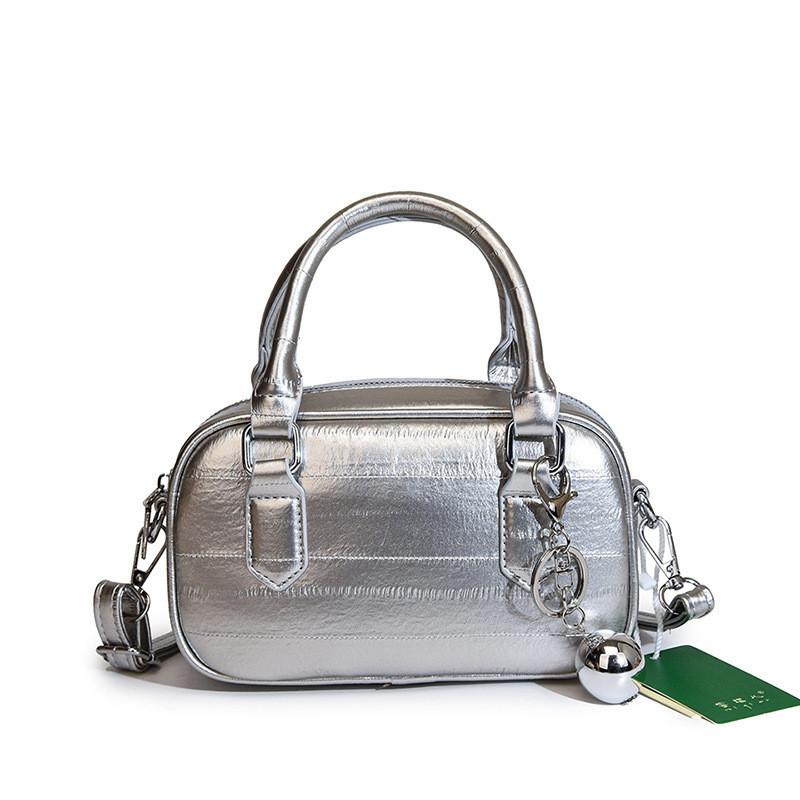 IELGY Summer Hot Silver Bowling Bag, Stylish Portable, One Shoulder Crossbody Pillow Bag