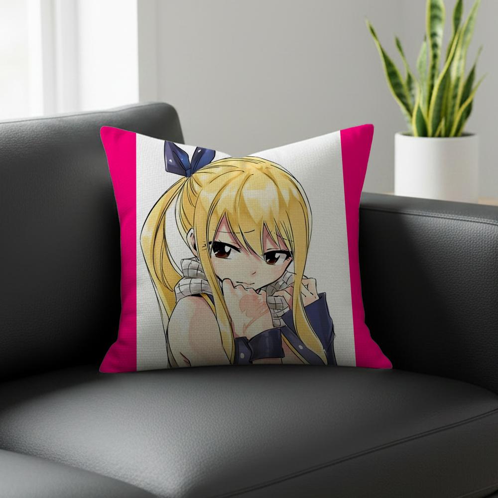 Anime Lucy Heartfilia Fairy Tail Cushion Cover Natural Linen Pillowcase Set AllinOne Decor for Sofa Bedroom Chair