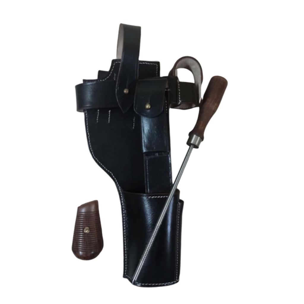 Deutsche C96 Broomhandle Mauser Lederholster mit Putzstock+Griffschalen - Repro PO-SU4A-63OR