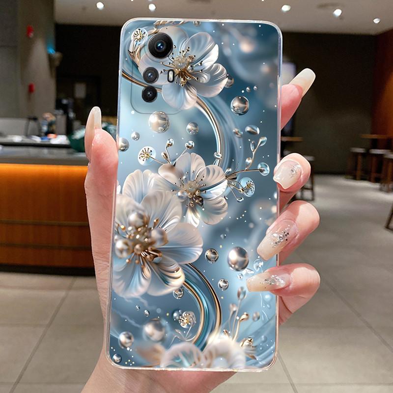 Case For Xiaomi Redmi Note 12S Clear Luxury Fashion Butterfly Flower Soft TPU Silicone Back Cover Transparent Jelly Phone Case