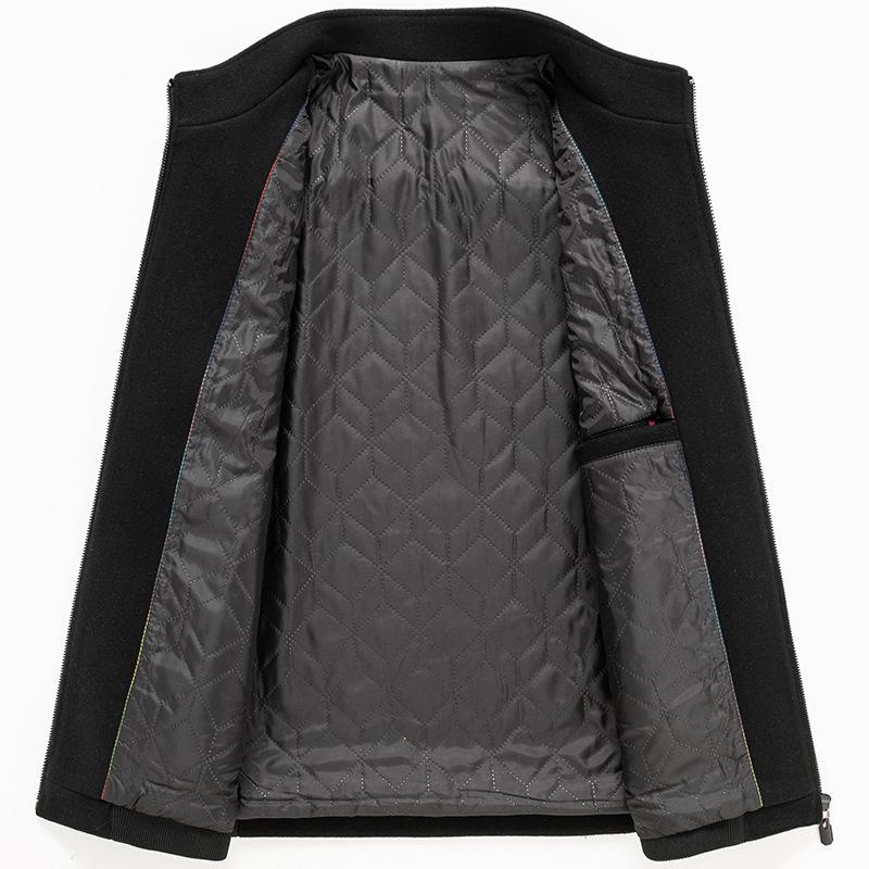 Woolen Men's Jacket Autumn and Winter New Men's Woolen Jacket Short Stand-up Collar Jacket Casual Business Men's Clothing