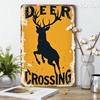 Vintage Deer Crossing Metal Poster 8x12 Inch Wall Art for Living Room