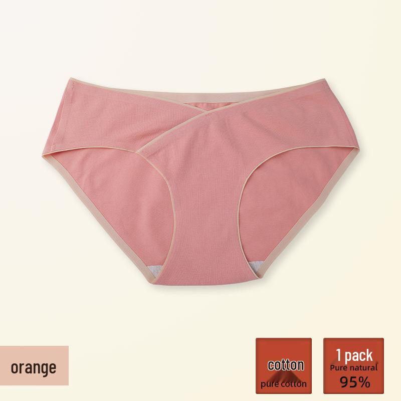Seamless V-Shape Low-Waist Cotton Maternity Underwear with Abdomen Support