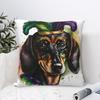 Mardi Gras Cutie Dachshund Pillowcase Polyester Cushion Cover Decoration Throw Pillow Case Cover Home Zipper 40X40cm
