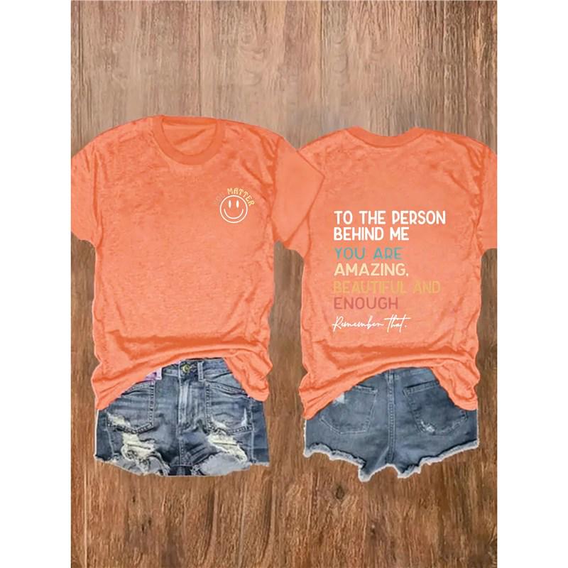 

Summer Smiley Face Crew Neck Short Sleeve Women s T-Shirt - Casual Fashion, European & American Style S