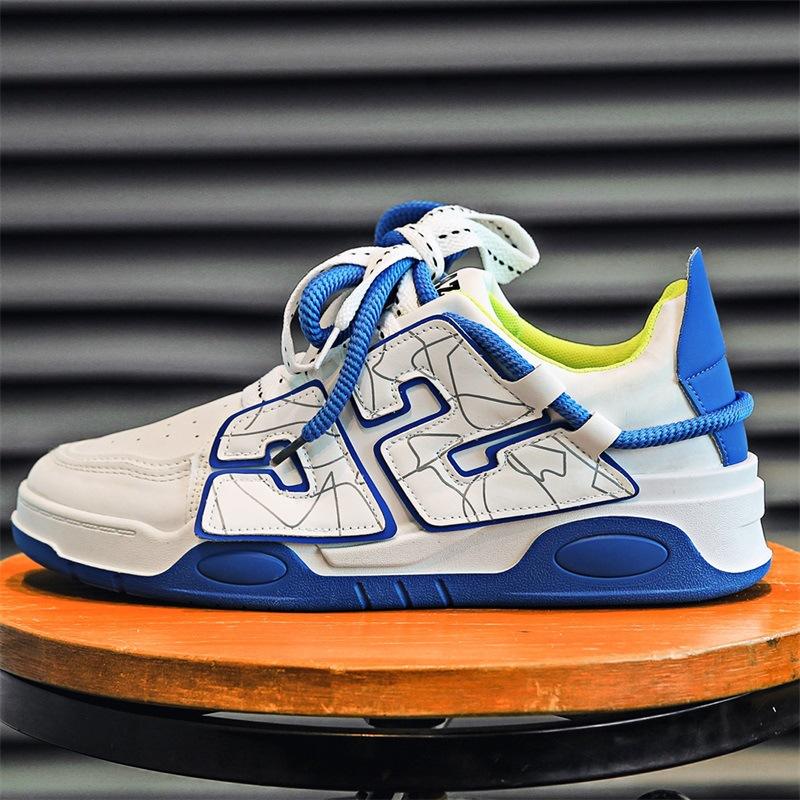 

Bread shoes men s spring 2024 new ins tide Hong Kong style niche students platform couple casual sports board shoes 39