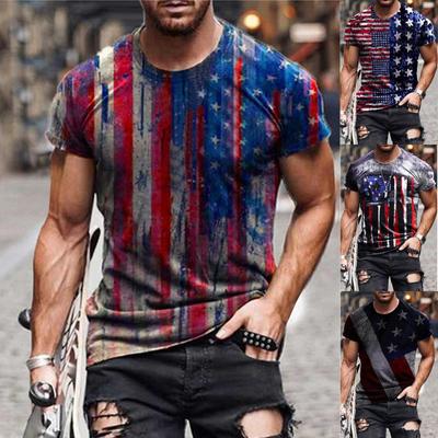 Men's Street  Muscle Short Sleeve Print Personality Fashion Fashion T-Shirt