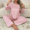 Autumn and Winter Hot-selling Loungewear Suit Polka Dot Printing Full Bottom Loose Can Be Worn Outside Pajamas