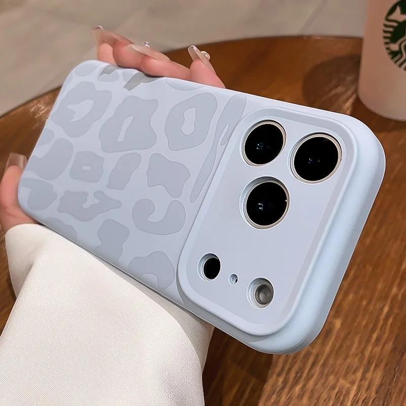 Official Liquid Silicone Leopard Pattern Phone Case For iPhone 17 16 Pro Max 17Pro Air Camera Protection Shockproof Soft Cover
