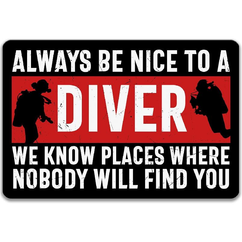 Funny Scuba Diving Sign, Humorous Diving Metal Tin Sign Funny Poster Vintage Cafe Living Room Kitchen Bathroom Home Art Wall Decor Plaque Gift 8 X 12