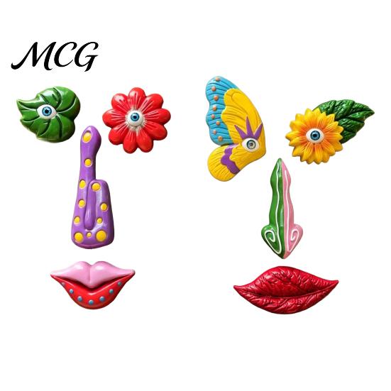 Flower Eyes Tree Decoration Colorful Trunk Face Decor, Outdoor Faces, Trees Yard Art Sun-proof Ornament Statues, Garden Cute Funny Creative for Patio