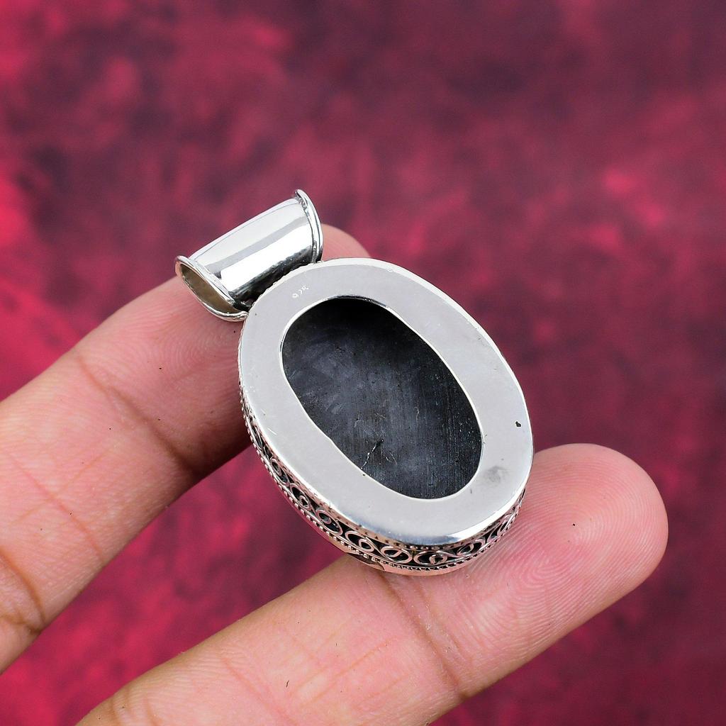 Shungit Hänge, 925 Massivt Sterling Silver Ädelstenssmycken, Handgjort Hänge, För Thanksgiving