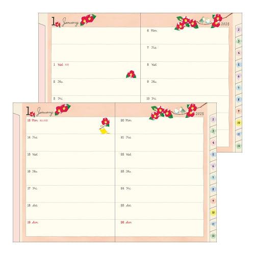 Midori Taschenkalender Notizbuch 2025 A6 Wöchentlich Vogelmuster 22305006 (Ab Januar 2025)