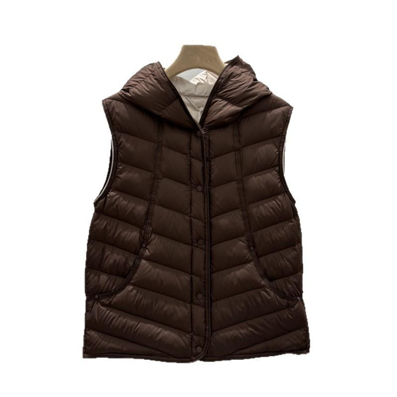 Autumn and winter new fashion hooded short vest light twill white duck down jacket vest vest vest tide