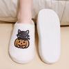 Pumpkin Embroidery Cotton Slippers for Women Cozy Indoor House Shoes