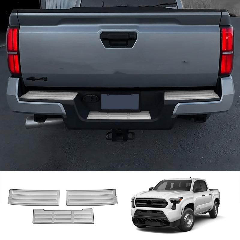 For TOYOTA TACOMA 2024 2025 Rear Bumper Foot Plate Trunk Door Sill Guard Protector Cover Car Rear Trunk Sill Cover accessories steel silver