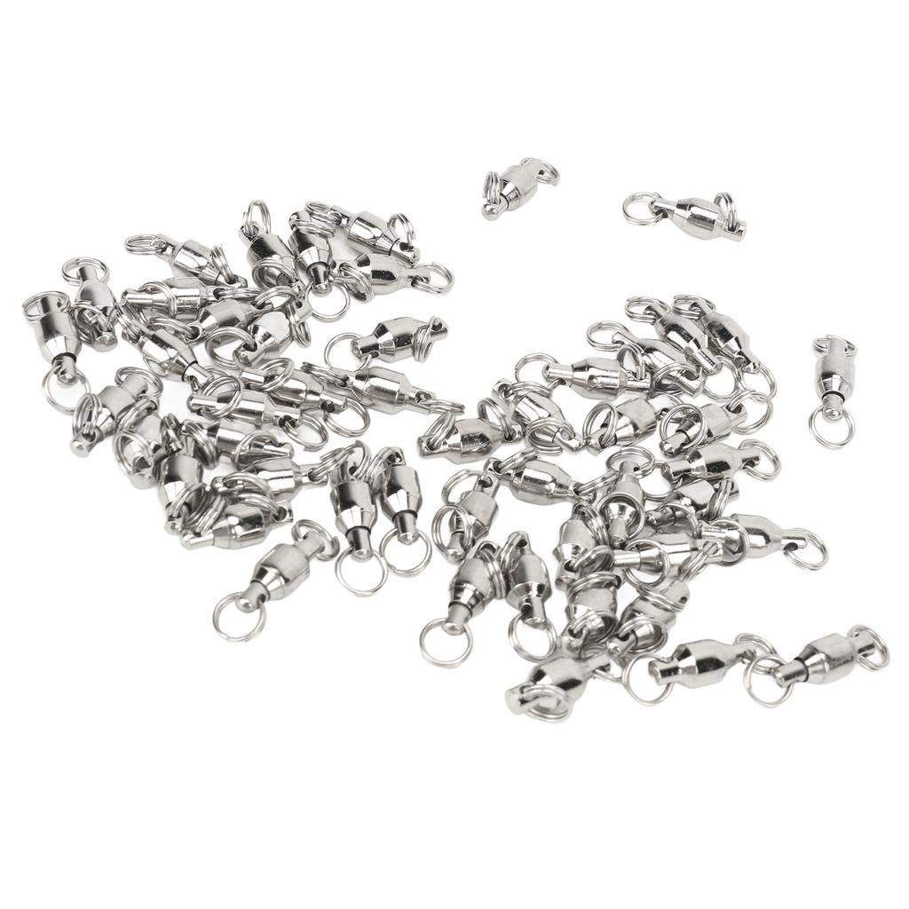 50pcs Ball Bearing Swivels Connector High Strength Stainless Steel  Welded Rings Barrel Swivels