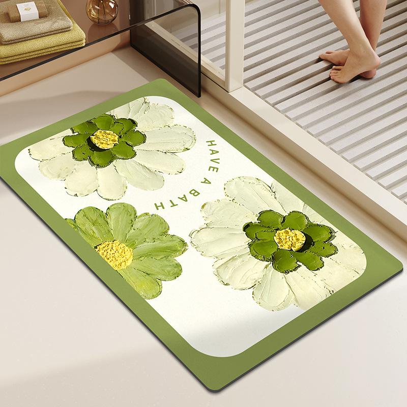Small Fresh Flowers Diatom Mud Mat Home Bathroom Cute Flower Non-slip Mat Bathroom Absorbent Quick Drying Mat