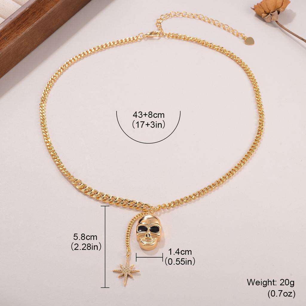Skull necklace European and American personality hexagonal star accessories foreign trade hot-selling punk versatile pendant